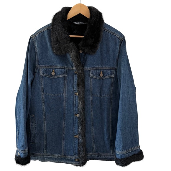 Marvin Richards Faux Fur Lined Denim Jacket Women’s Size 1X - Picture 15 of 15